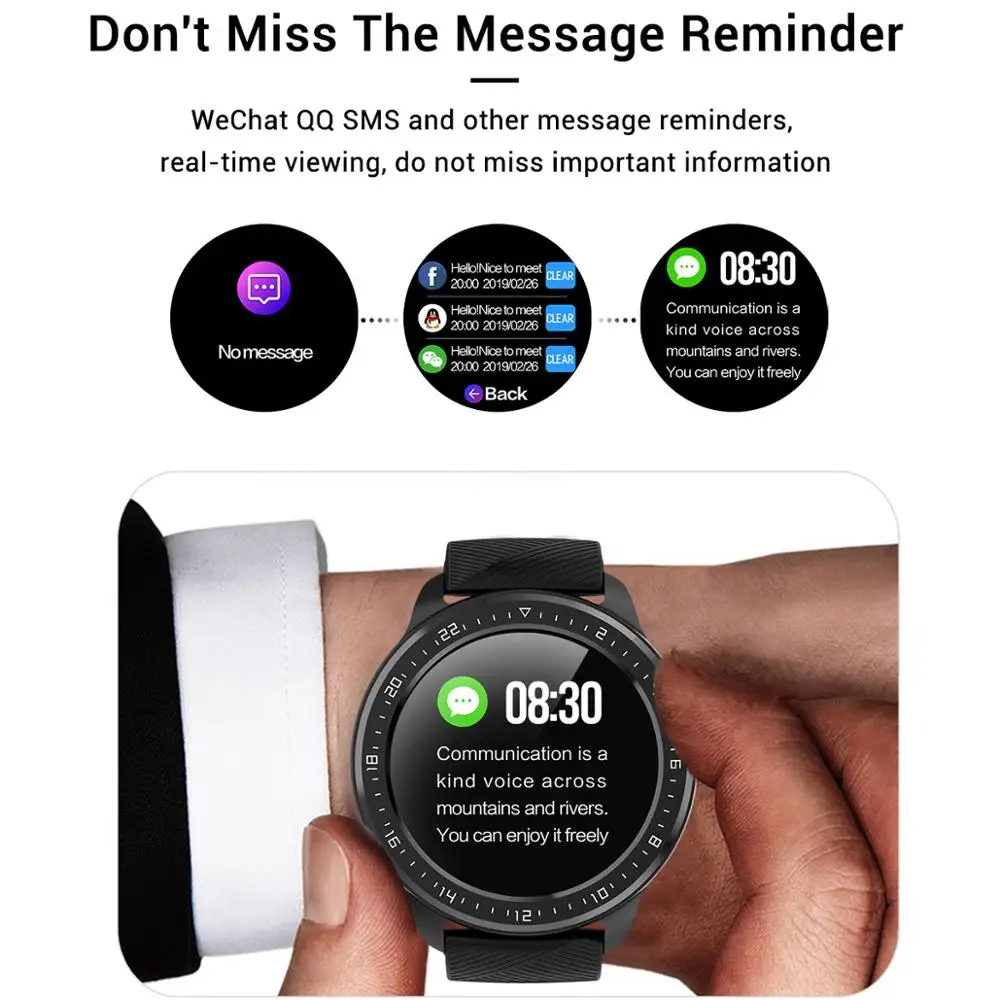 Smart Watch IP67 Waterproof Heart Rate Blood Pressure Monitoring Fitness Tracker Reminder Push Smartwatches for IOS for Android