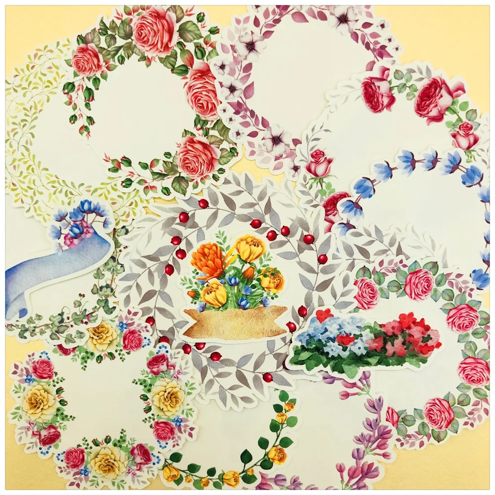 

14Pcs/Set Vintage Retro Flower Garland Sticker DIY Craft Scrapbooking Album Junk Journal Planner Decorative Stickers