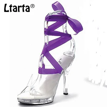 

LTARTA 13cm Heels Stiletto Sandals, Waterproof Platform, Sexy Nightclub Shoes, Model Color Take Away Show Shoes LYP