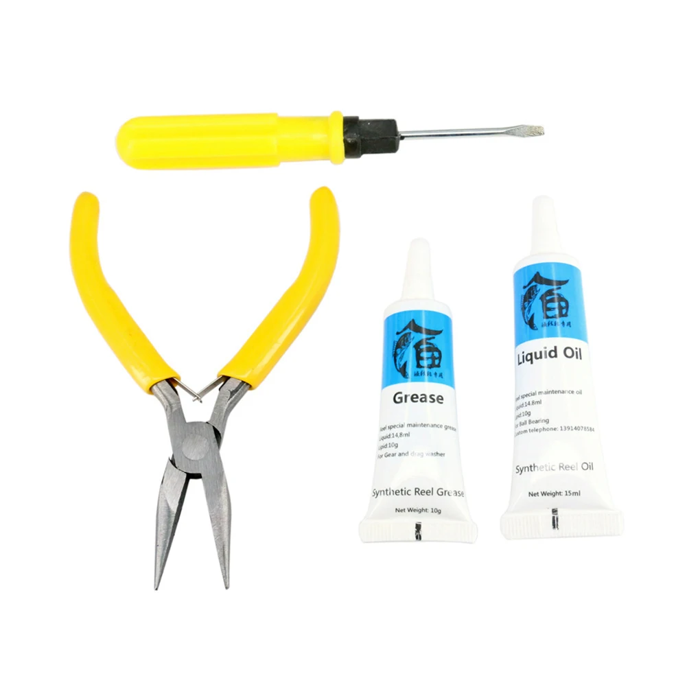 Fishing Reel Grease Lubricating Oil Screwdriver Pliers Tool Maintenance Kit Fishing Reel Grease Lubricating Oil Screwdriver Plie