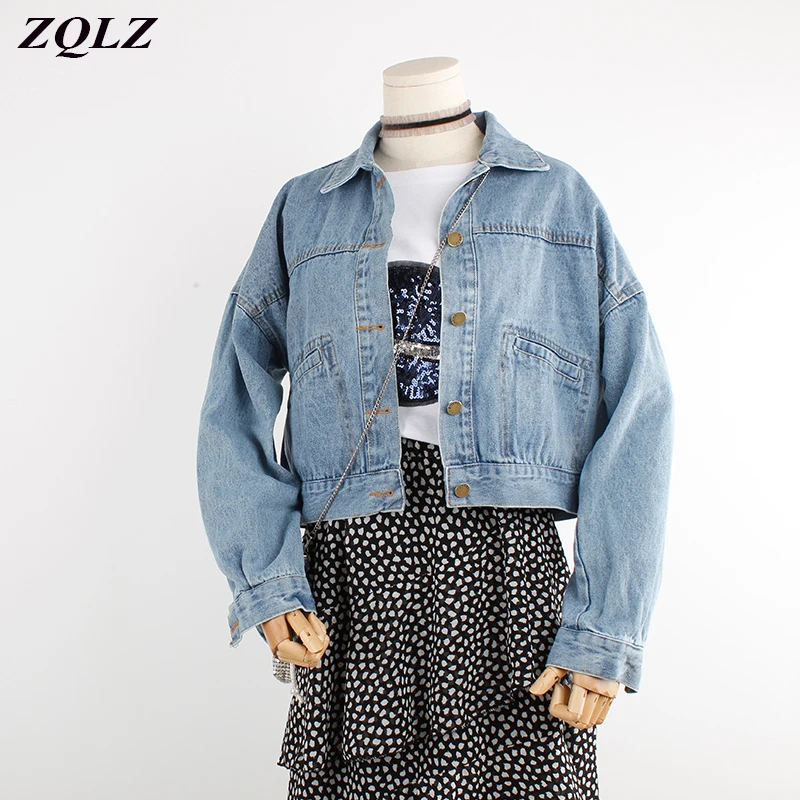 ВИНТАЖНАЯ ДЖИНСОВАЯ КУРТКА ZQLZ для женщин Новинка осени 2020 Короткая свободная