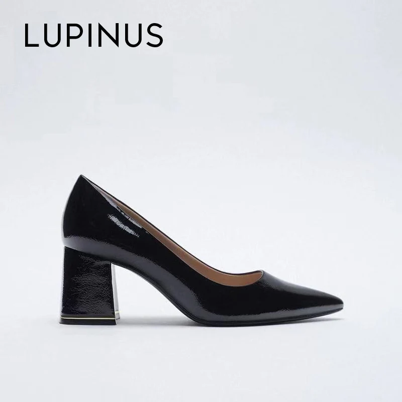 LUPINUS Модные металлические детали женские классические туфли на высоком каблуке