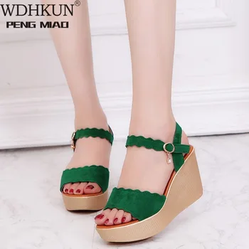 

Newest Women Wedges Sandals Peep Toe Beach Sandals Rome Buckle Strap Wedges Women Casual Shoes Fashion Solid Wedges Shoes Woman