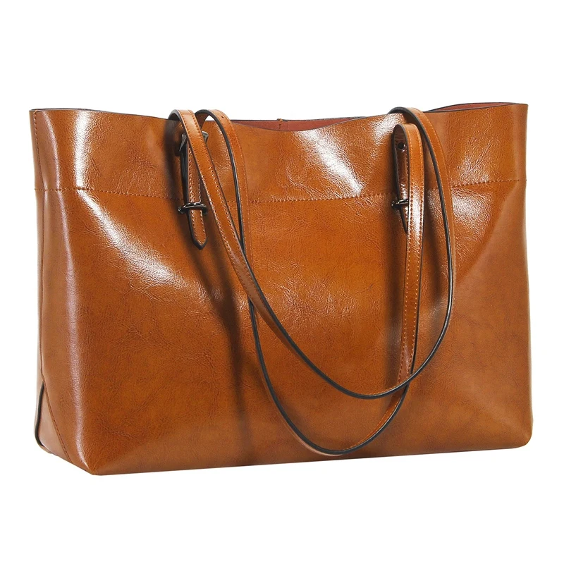 FGGS-Ladies Leather Tote Bag Large Capacity Black Casual Shoulder Fashion |