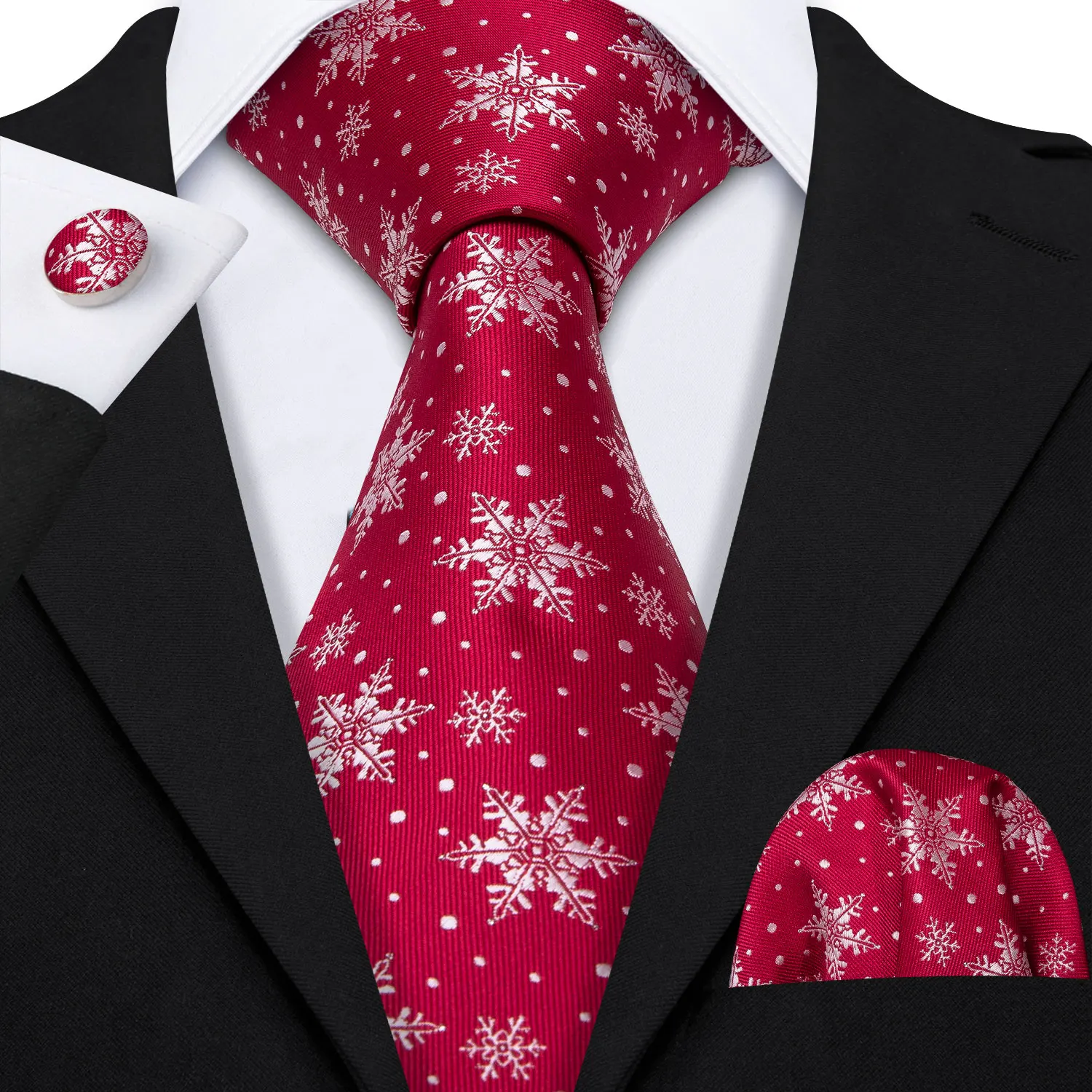 Снежный Узор красного цвета в рождественском стиле галстуком-бабочкой комплект шелковый галстук-бабочка для Для мужчин подарок вечерние галстук носовой платок Barry.Wang модные дизайнерские галстуком-бабочкой комплект LS-5236