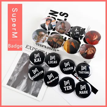 

2pcs SuperM Jopping Round Badge for Backpack Hat Taemin Taeyong Fashion Chest Pins Kai Ten Brooches Button