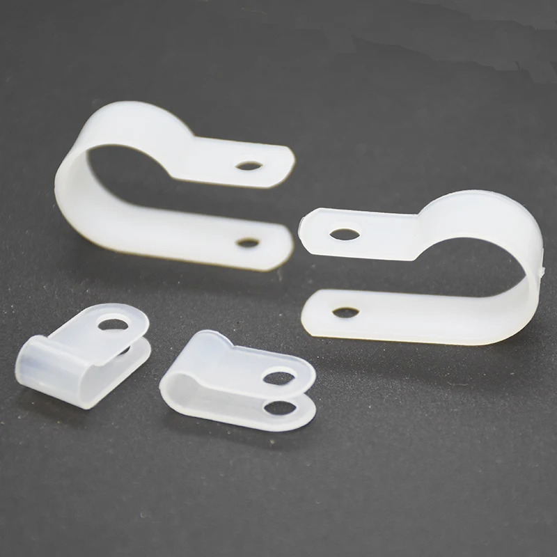 3.2/4.8/6.4/9.5/12.7/15.8/25.4/36.7mm Dia. Wire Hose Tube R-Type Black White Nylon Cable Clamp Organizer Cord Clips Locking Wire