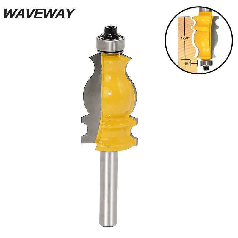 

WAVEWAY 8mm Shank Architectural Cemented Carbide Molding Router Bit Trimming Wood Milling Cutter for Woodwork Cutter Power Tools