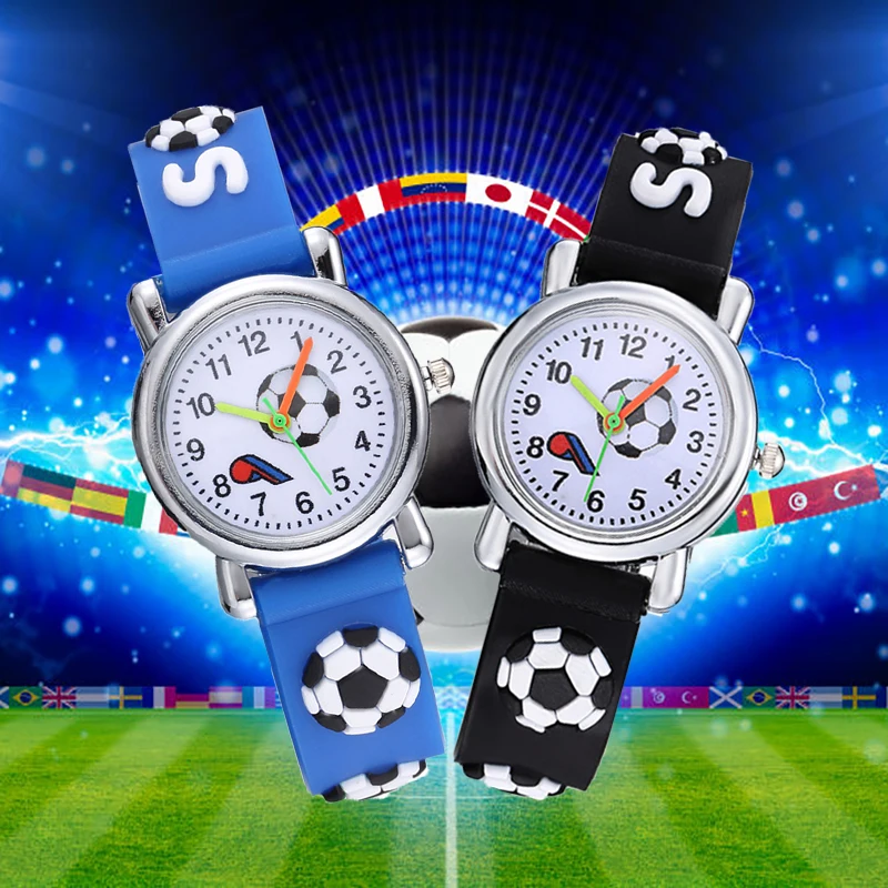 Kids Creative 3D Soccer Watch Hodinky Children Football Soft Silicone Band Watch Boys Girls Watch Ceasuri Gift Clock Relogio afbeelding