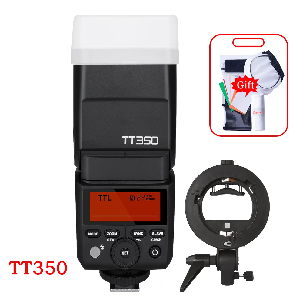 Godox TT350 вспышка для камеры Speedlite 2 4G TTL X1T X2T-C/F/N/O/P/S триггер Bowens Кронштейн Canon Nikon Sony Fuji