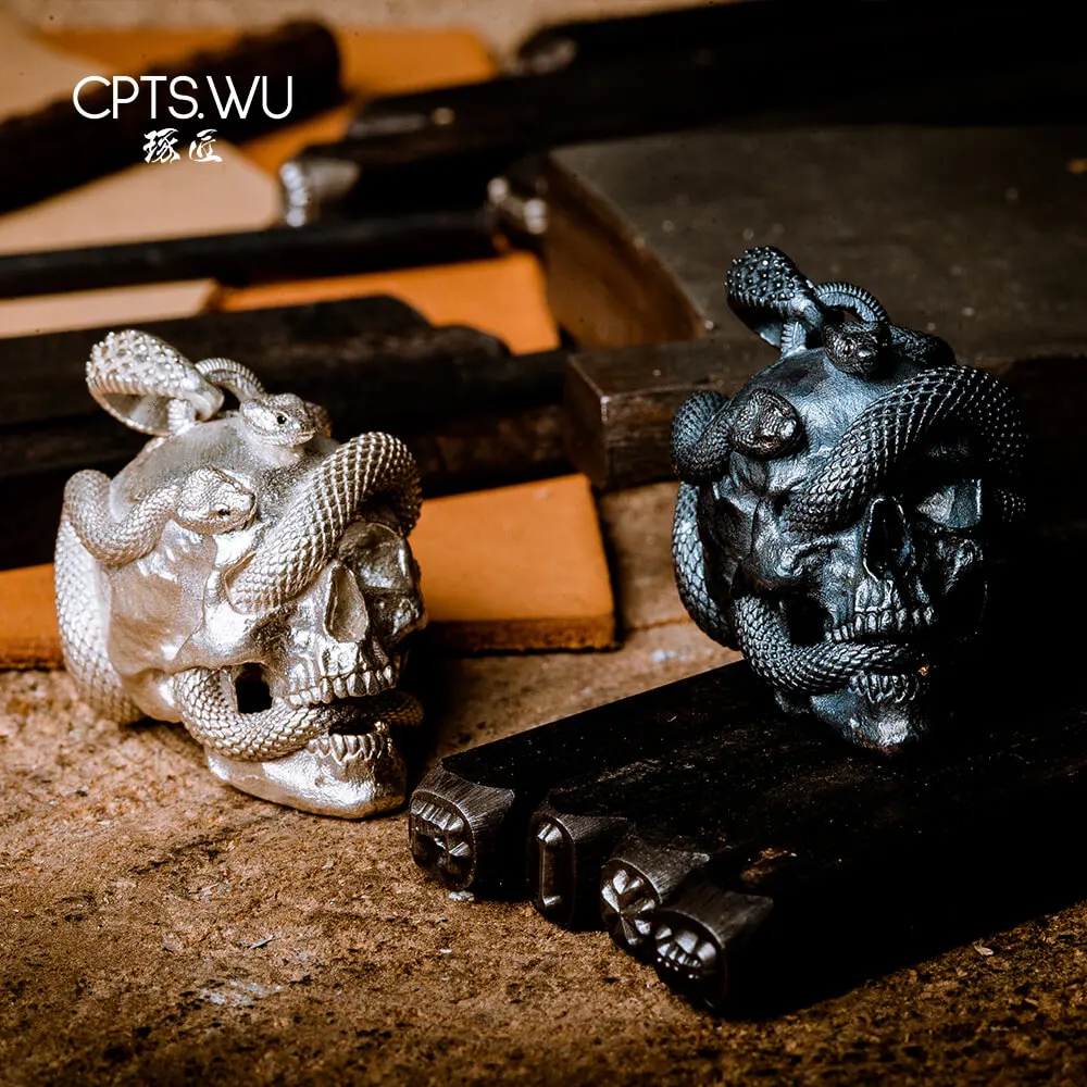 COPPERTIST.WU оригинальное ожерелье в виде змеи с черепом Goth S925 из стерлингового