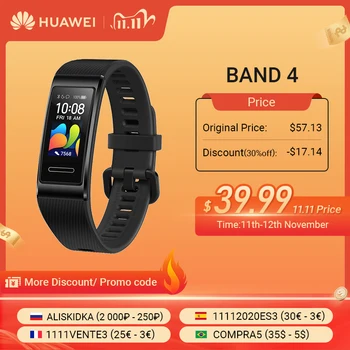 

HUAWEI Band 4 Blood Oxygen Spo2 Smart Band Wristband Multi-language Touch Screen USB Charge Sport Band Multi-Sport Models