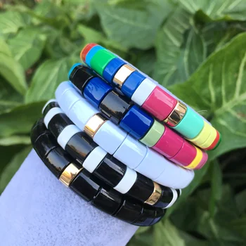 

Chromatic Dichromatic Monochrome Enamel Bracelet Round Beads Handmade Bracelet Round For Ladies Men Fashion Jewelry Bracelet.