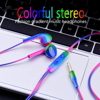 

3.5mm Wired In-Earphone Fashion Gradient Music Earbuds Stereo Gaming Earphone With Mic For IPhone Xiaomi Huawei Sport Headset