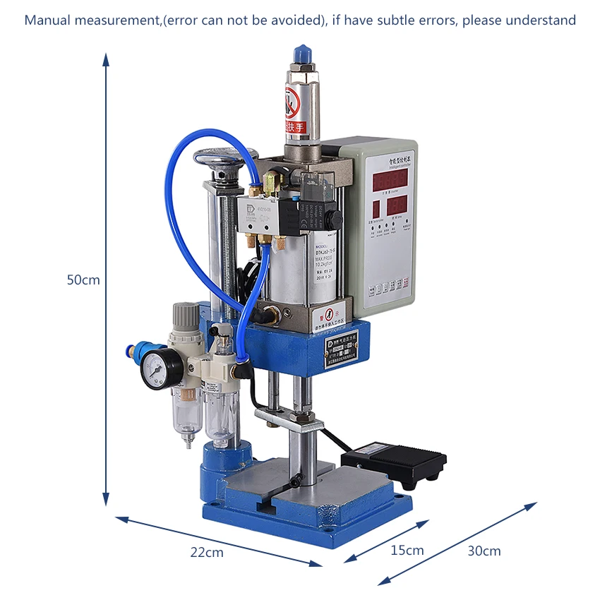 DT-63 Bench Pedal Pneumatic Press Small Adjustable Mechanical Press Pneumatic Machinery Punching Printing Machine 110V/220V