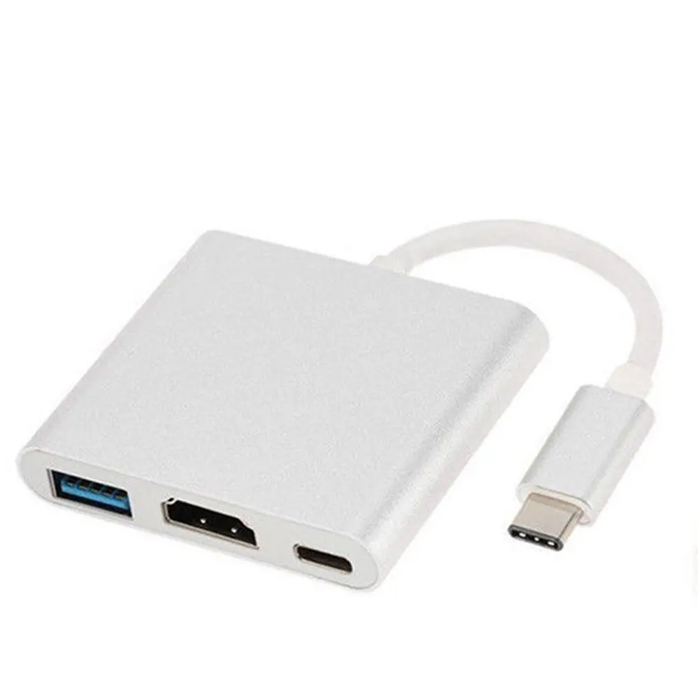 Многоцелевой Тип мини-C отложным воротником Hdmi «Три в одном» Тип-C отложным воротником Usb Тип с разъемами типа C и Hdmi конвертер USB Интерфейс для Apple Macbook