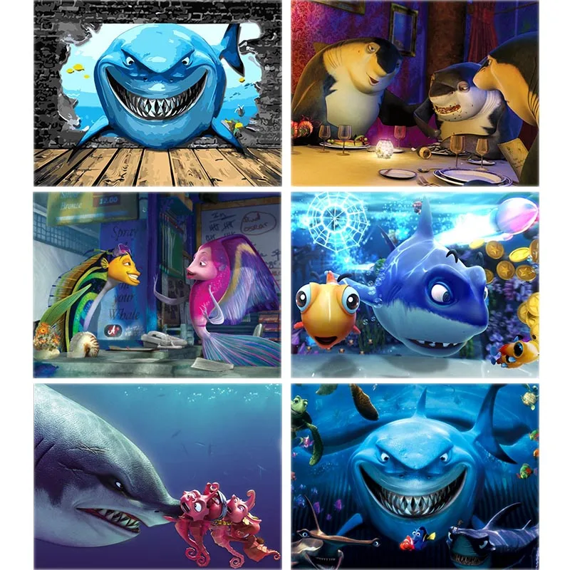 

Cartoon Daimond Painting Shark Animal Full Drill 5d Diy Diamond Embroidery Fish Sea View Rhinestone Home Decor Lovely Gift A72