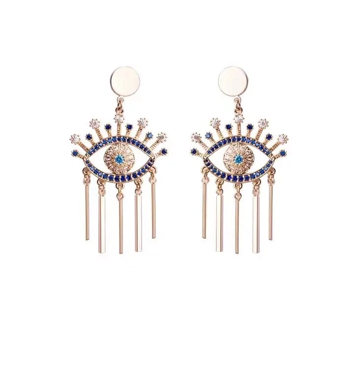 Europe Design Vintage Eye Shape Tassel Earrings For Women Fashion Personality Rhinestone Oorbellen Femme Trendy Ear Jewelry | Украшения и