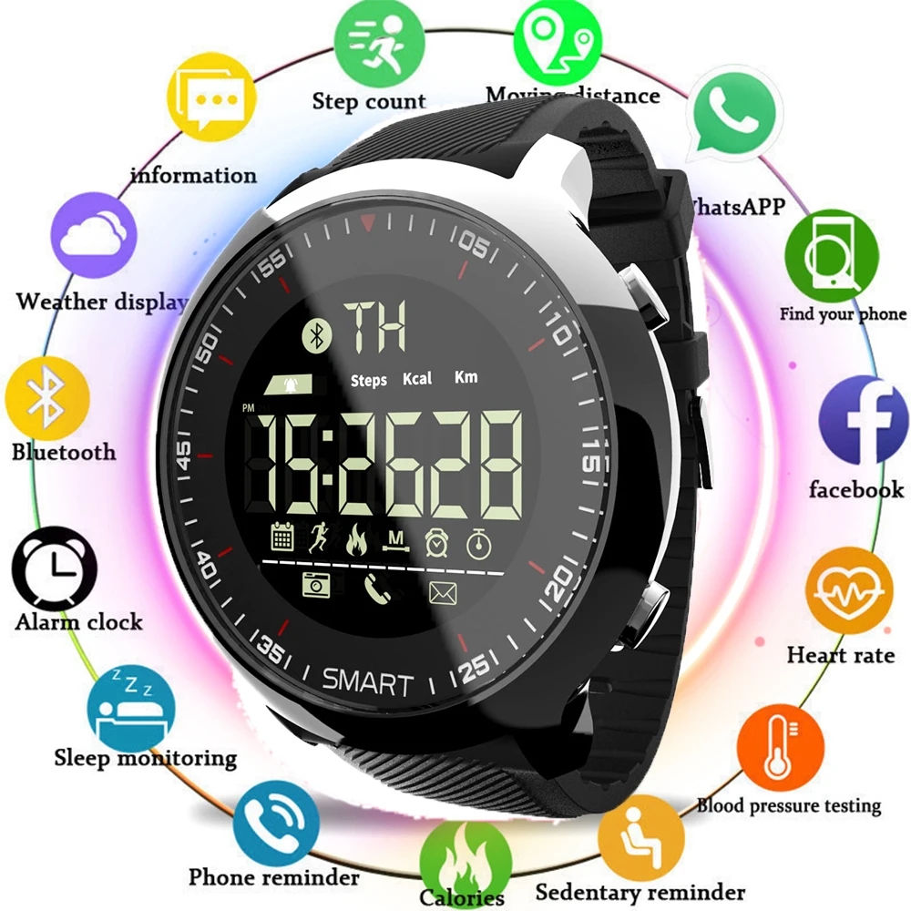 

Fashion Smart Watch Sport Waterproof Pedometers Message Reminder Bluetooth Outdoor Swimming Men Smartwatch for Ios Android Phone