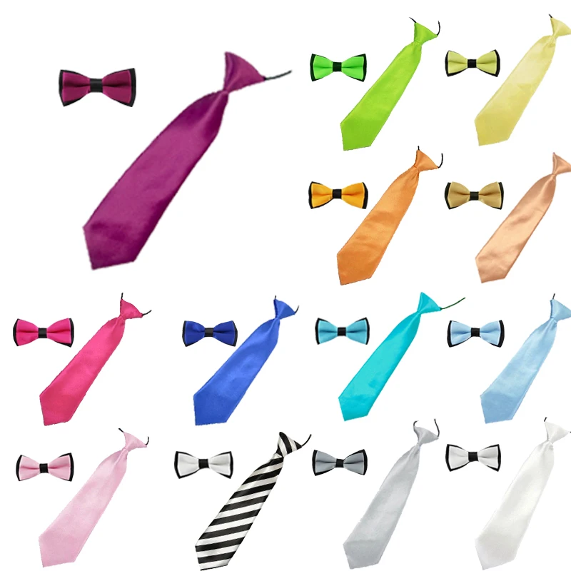 2PCS Children's Kids Ties Bowtie Wedding Boys Bow Tie Matching Colors Clothing Accessories YHHtr0011 kids tie