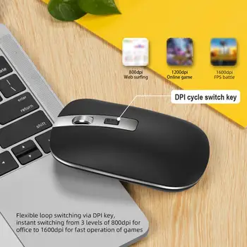 

Bluetooth 5.1 Wireless Mouse Silent Click USB Rechargeable For Laptop Dual Mode