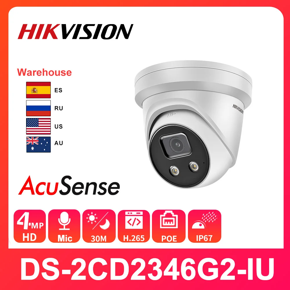 Hikvision IP Камера 4MP DS-2CD2346G2-IU оригинальный купольные поворотные сетевые видеокамеры