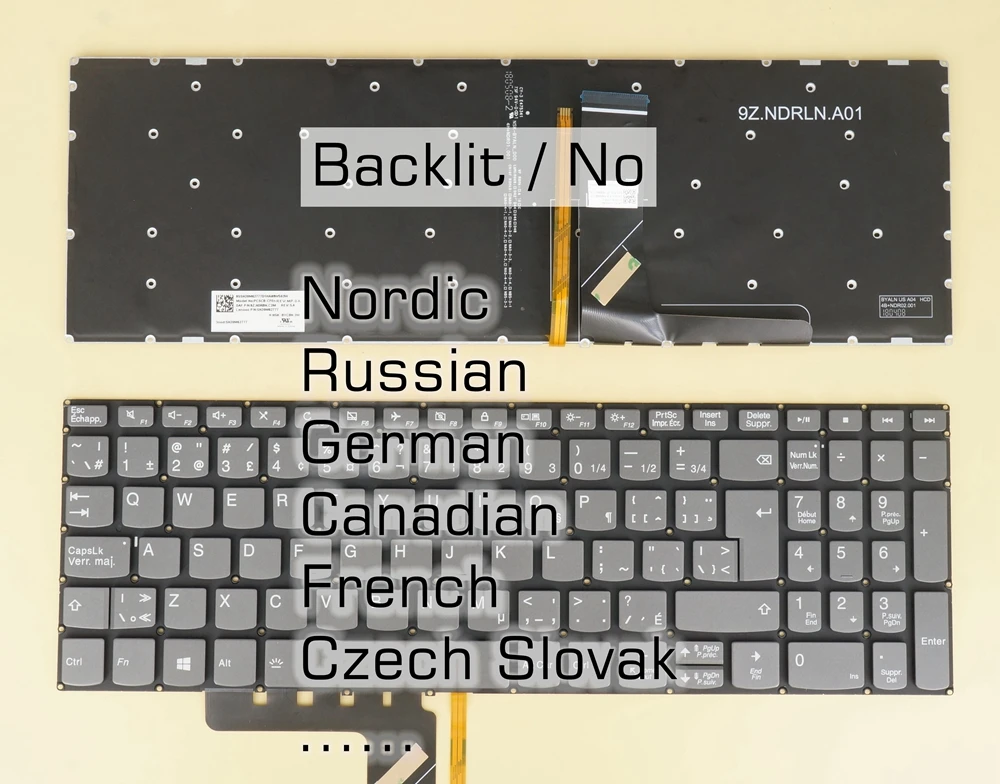 Teclado Eslovaco Francês Canadense para Lenovo Ideapad 330s15ikb d u 330s-15ast 330s-15isk V130-15igm V130-15ikb Retroiluminado Não