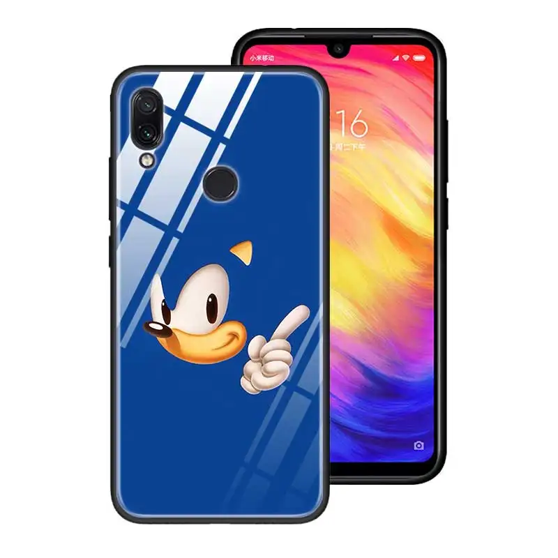 Чехол из закаленного стекла для Red mi 7 8A Note6 7 8 K20 K20 Pro Shell для Xiaomi mi A3 CC9E CC9 задняя оболочка мультяшная звуковая Ежик - Цвет: T12