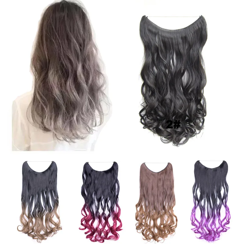 

jeedou 100g 60cm Synthetic No Clips One Piece Hair Extension Black Gray Mix Color Natural Wavy Hair Convenient Hairpieces