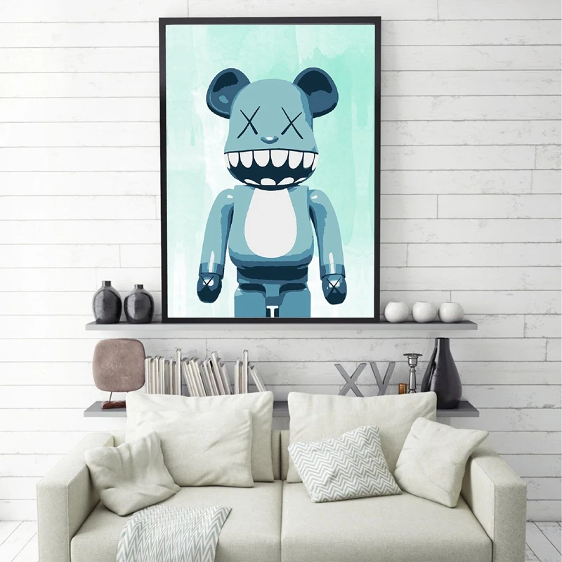 Синий медведь стены Искусство Плакат Печать Пастель быть@ RBRICK плакаты холст живопись игрушки MEDICOM картины Домашний Декор стены
