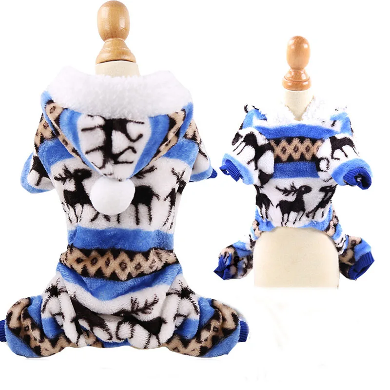 Blue Deer Pawstrip, одежда для маленьких собак, теплый зимний комбинезон для собаки, мягкая флисовая толстовка для щенка, осенняя одежда для собак, одежда для плюшевого померанского XS-XXL - Цвет: Blue Deer