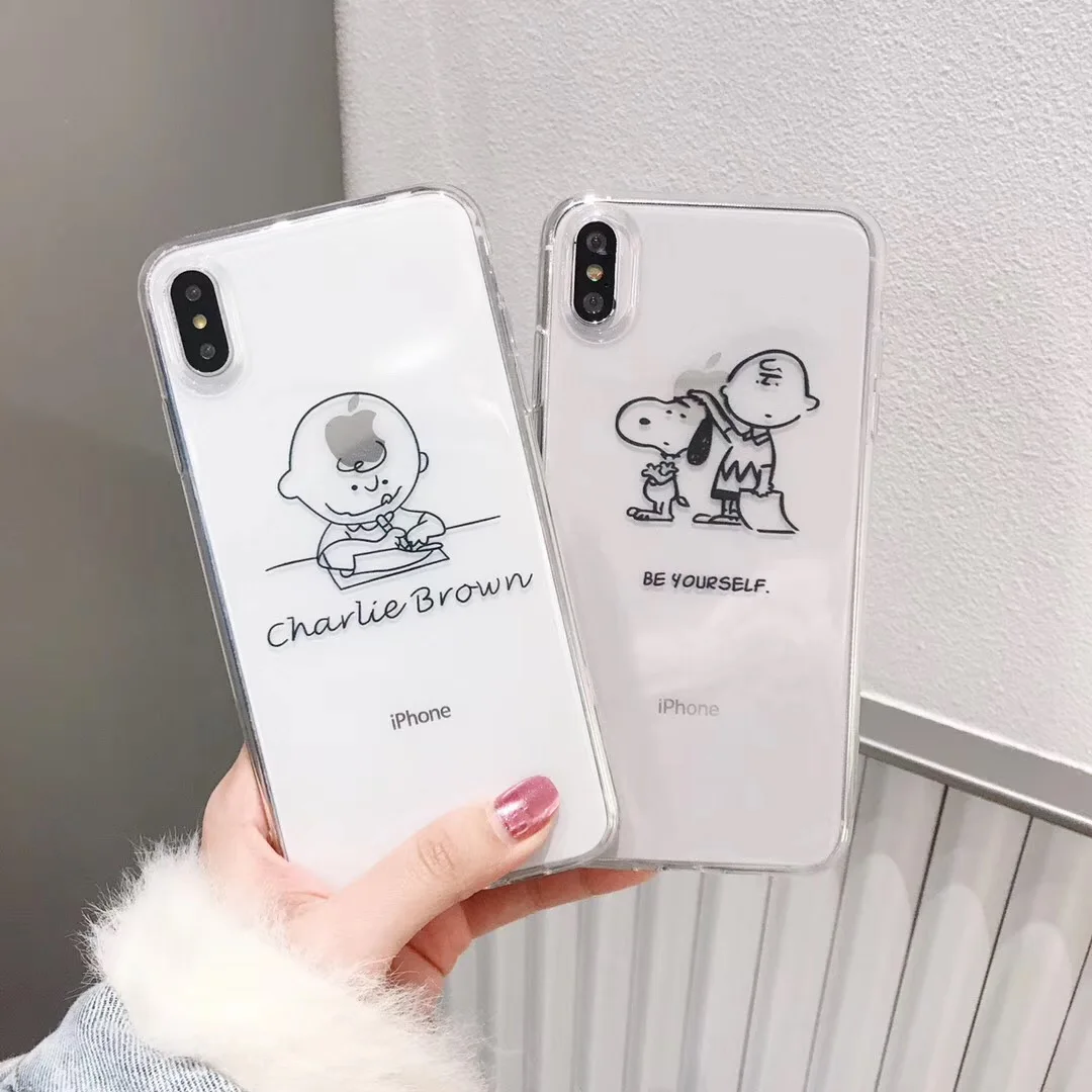 Japan cute cartoon boy Charlie Brown puppy phone case For iphone Xs MAX XR X 6 6s 7 8 plus Couple clear soft TPU back cover Capa |