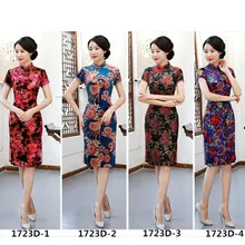 Перекрестная граница стиль бархат Cheongsam ретро Мода среднего возраста женское платье Улучшенный чёнсам платье женская