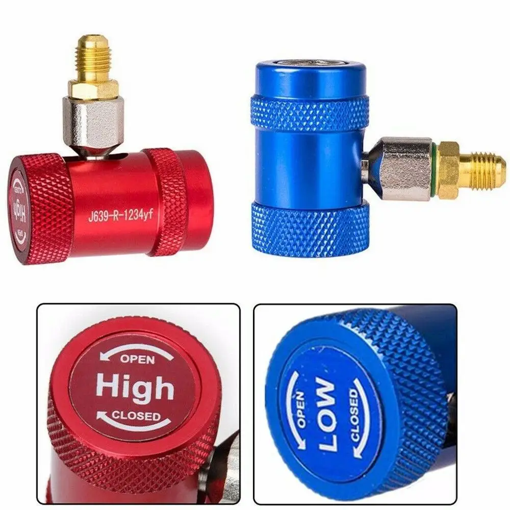 2Pcs Refrigerant Connector Car Auto AC High / Low Side Air Conditioner Replacement Adapter R1234yf for Land Rover Jaguar