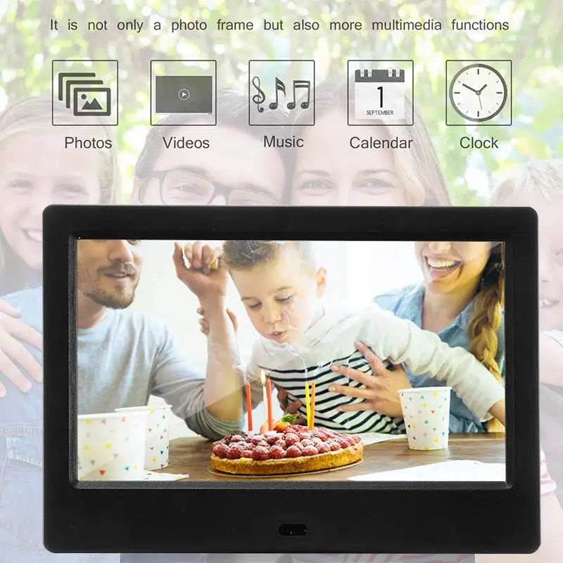7 дюймовый светодиодный Подсветка HD 1024 × 600 полный Функция цифровая фоторамка+ дистанционное управление; Электроника альбом Цифровой Фото Музыка Видео