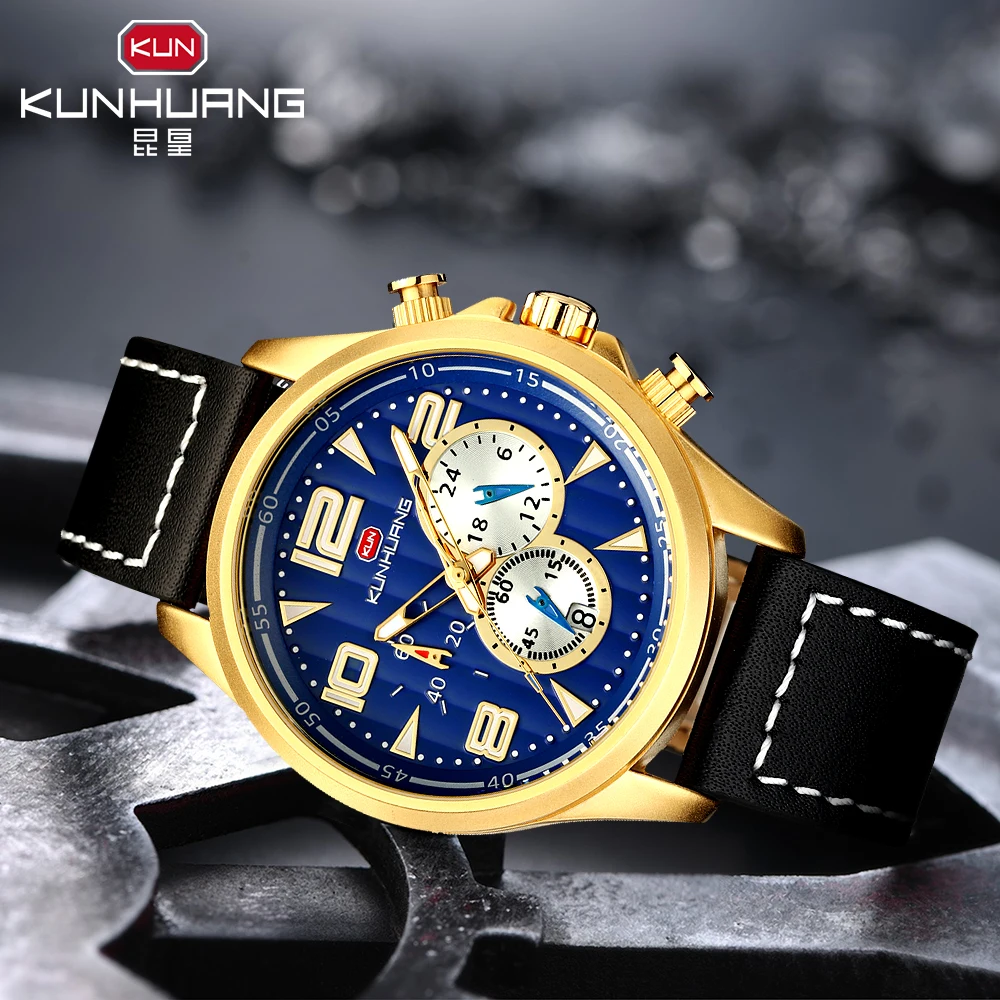 2019 Mens Military Chronograph Wristwatch Clock Relogio Masculino Top Brand Men Watches Fashion Bussiness Quartz Watch 4