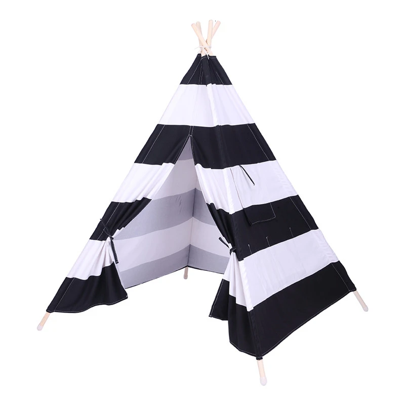 Large 100% cotton Canvas Original Teepee  Indian Play Tent  House Children Tipi Tent  with Small Coloured FlagsTent  (2)