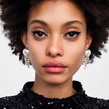 Yhpup серьги-гвоздики, имитация жемчуга, элегантные винтажные золотые серьги, роскошные стразы, кисточки, серьги для женщин, ювелирные изделия для вечеринок, Новинка