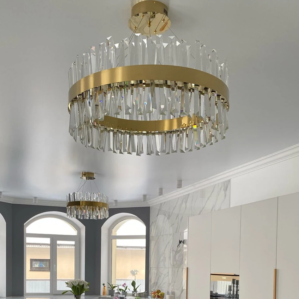 Modern Crystal led Chandelier Bedroom Dining Room Round Gold/Chrome Living Room Chandeliers 2020 Hall Hallway Home Decor Lamp