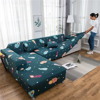 

Printed L Shaped Sofa Slipcovers Armchair Cover Geometric Cover For Corner Sofa Elasticity Sofa Chaise Cover Lounge