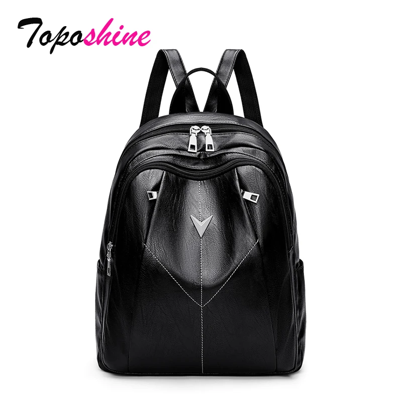 Toposhine черный рюкзак женский из искусственной кожи женские рюкзаки подростковые школьные сумки Mochila Feminina женские сумки Mochilas Mujer