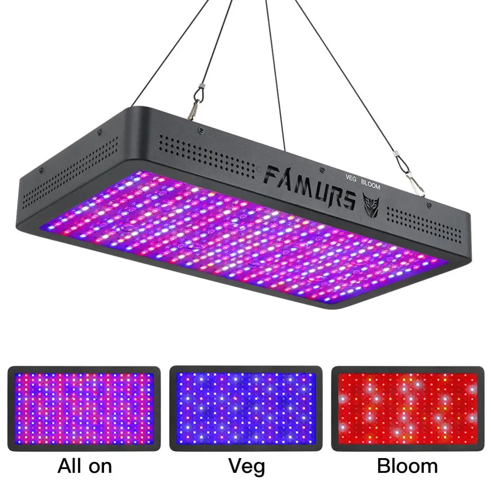 Famurs растет свет 1000 Вт/1200 Вт/1500 Вт/2000 Вт/3000 Вт полный спектр ПДУ для умного дома, с таймером, совместим с Alexa и Google Вег/Блум управление лампа для