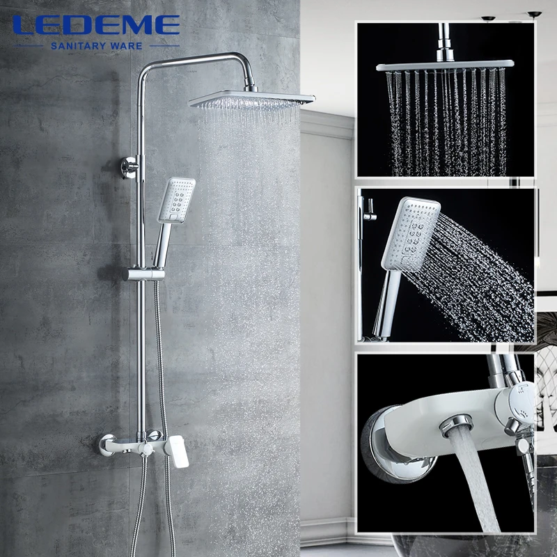 LEDEME Shower Sets Bathroom Shower Faucets Hot And Cold Mixer Brass Faucet Bathtub Mixer Bathroom Faucet L2421W