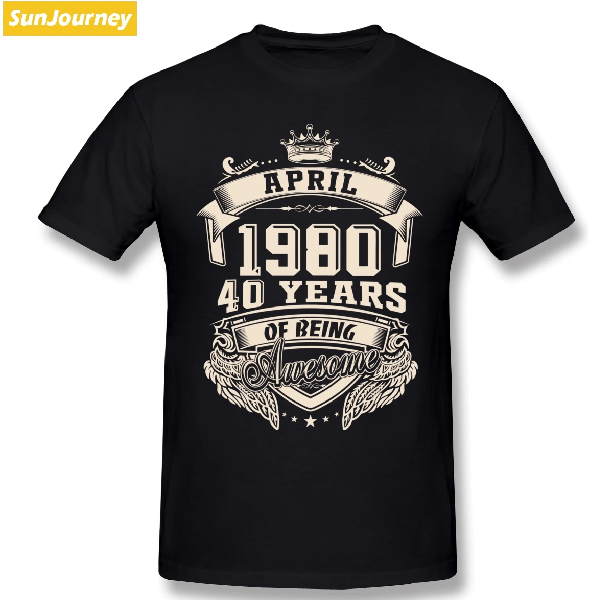 Born In April 1980 40 Years Of Being Awesome Футболка мужская большого размера хлопок короткий рукав пользовательские Забавные футболки