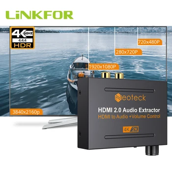 

LiNKFOR 4K HD 3D HDMI 2.0 Audio Extractor Volme Control HDMI to Optical TOSLINK SPDIF+3.5mm Headphone Stereo Audio Converter