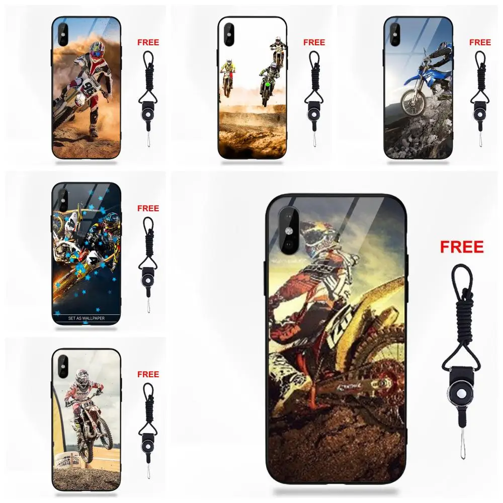 Для Apple iPhone 5 5C 5S SE 6 6S 7 8 Plus X XS Max XR Мягкий ТПУ оправа закаленное стекло Оболочка Чехол для телефона спортивный велосипед мотокросса камуфляж