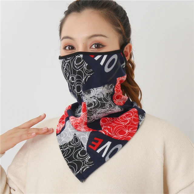 2021 Winter Face Mask Scarf Women Ring Neck Scarves Foulard Cotton Feeling Warm Fashion Print Men Outdoor Sport Unisex Bandana MST-13