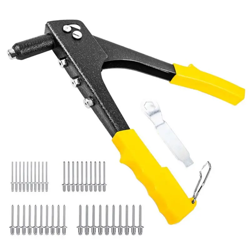 

POP Rivet Tool Rivet Gun with 40Pcs Steel Blind Rivets (4 different Size) and Adjust the wrench