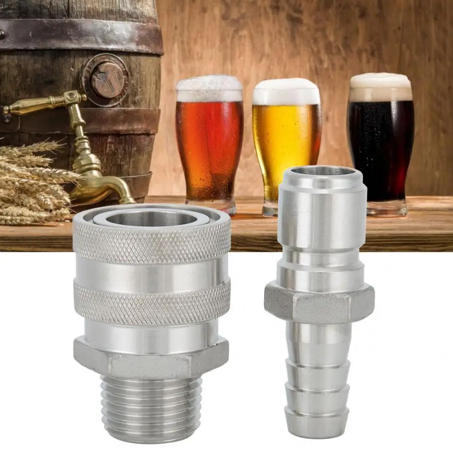 1/2in Female Thread Stainless Steel Quick Connector Adapter for Brewing Beer Quick Connector Home brew Beer Keg Dispenser