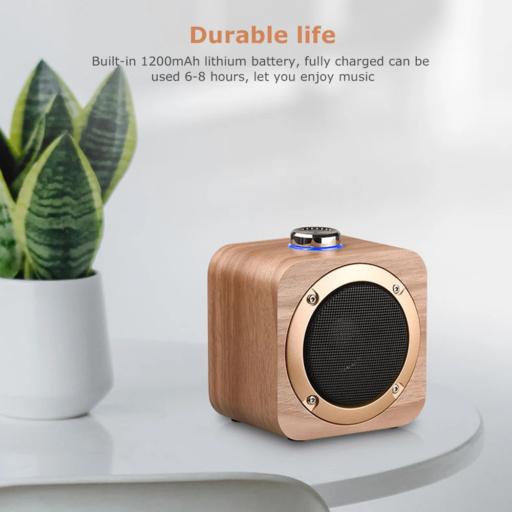 Bluetooth динамик BT4.2 TWS 3D стерео объемный сабвуфер аудио плеер деревянный динамик портативный аккумулятор 1200 мАч 5 Вт Мощный Рог